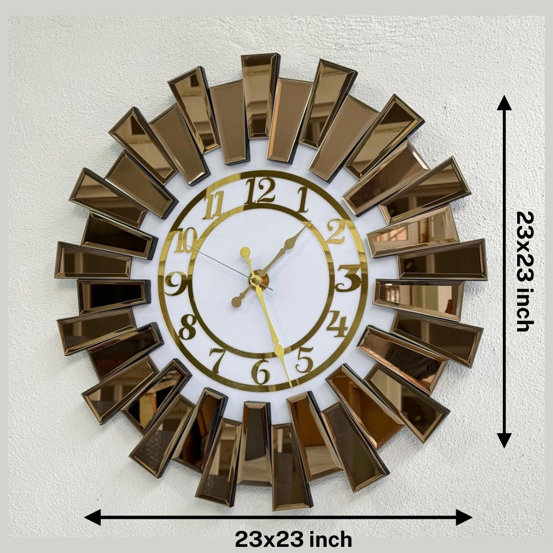 Up Down Design Copper Mirror Wall Clock thumbnail